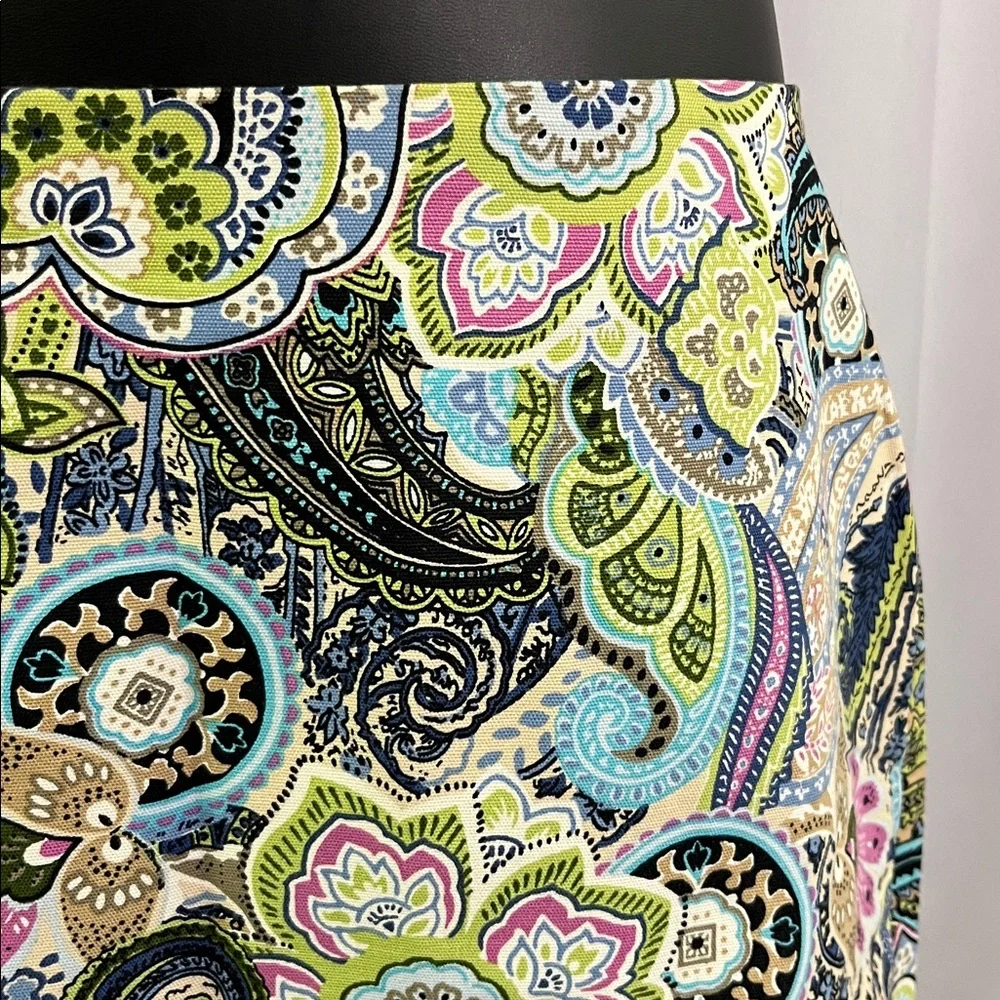 Talbots Multicolor Floral Paisley Print A-Line Cotton Skirt